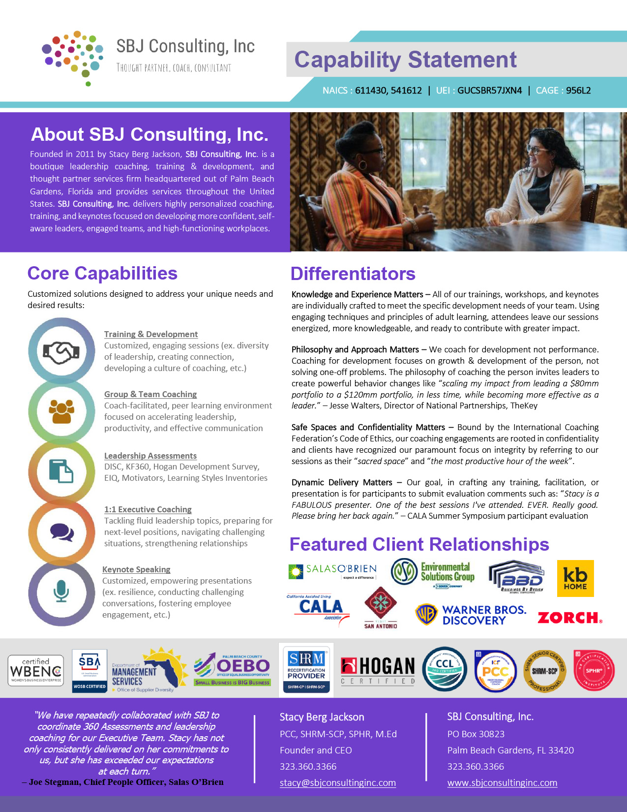 SBJ Consulting, Inc. Capability Statement